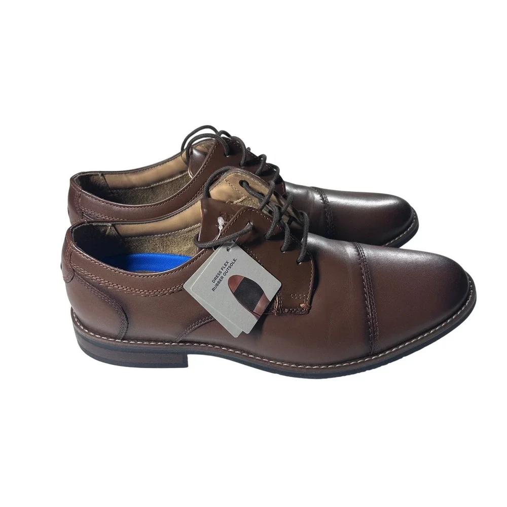 Nunn Bush Mens Brown Leather Cap Toe Oxford Dress‎ Shoes Size 9 1/2 Wide NWOB